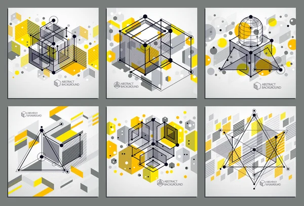 Collage Abstrakt Kreativa Geometriska Konst Med Olika Geometriska Element Blå — Stock vektor