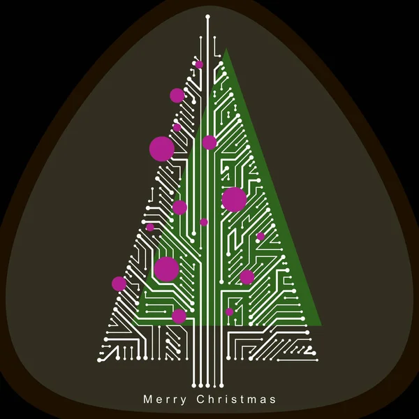 Illustration Vectorielle Arbre Noël Futuriste Feuilles Persistantes Technologie Conception Conceptuelle — Image vectorielle