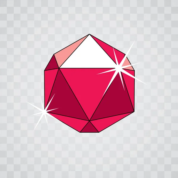 Vector Glossy Red Ruby Symbol Luxury Diamond Icon Illustration — Stock Vector