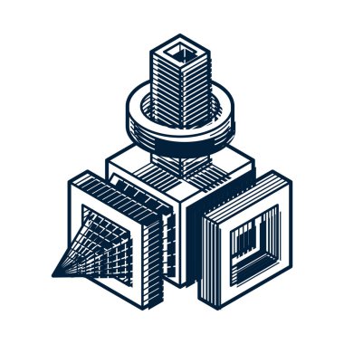 Soyut vektör geometrik formu, 3d çokgen şekli.