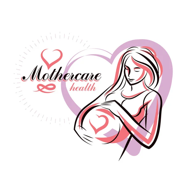 Schwangere Weibliche Körperumrandung Vektor Illustration Der Werdenden Mutter Werbebanner Für — Stockvektor