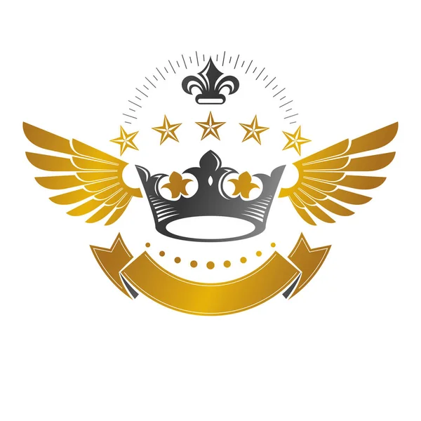 Antikes Kronenemblem Heraldisches Vektorgestaltungselement Retro Etikett Heraldik Logo Ornamentik Isoliert — Stockvektor
