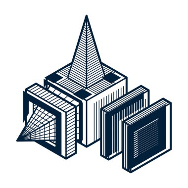 3D tasarım, soyut vektör boyutlu küp şekli.