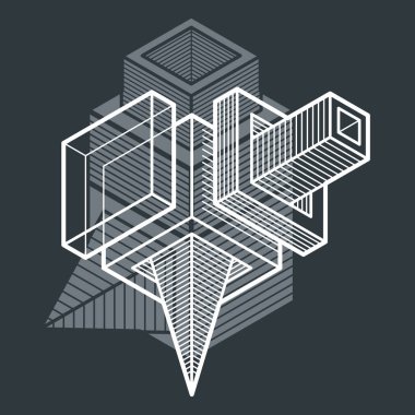 3D tasarım, soyut vektör boyutlu küp şekli.