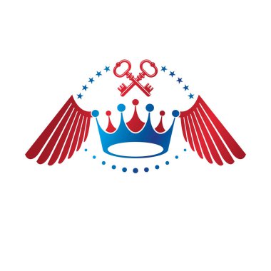 Kraliyet Taç amblemi. Heraldic Coat of Arms dekoratif logosu izole edilmiş vektör çizimi. Beyaz arkaplanda eski tarzda antik logotype.