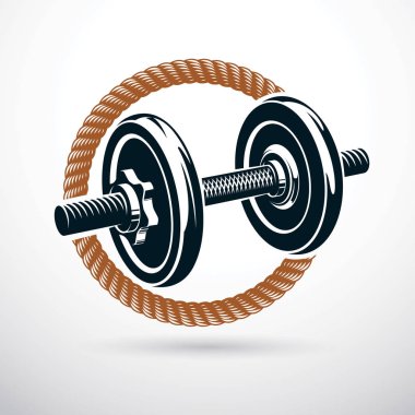 Disk ağırlık vektör çizim halterle. Çapraz vücut geliştirme ve uygun Spor donatımı.