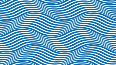 Su dalgaları pürüzsüz desen, vektör eğrisi çizgileri soyut tekrar kiremit arka plan, mavi renkli ritmik dalgalar.