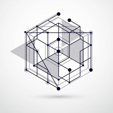 Parlak bloklar ve küplerle izometrik model siyah ve beyaz arka plan. Teknik plan web tasarımında ve duvar kağıdı veya arka planda kullanılabilir. Tasarımlar için mükemmel arkaplan