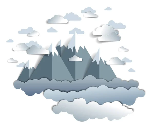 Haute Montagne Pics Gamme Paysage Pittoresque Été Avec Des Nuages — Image vectorielle