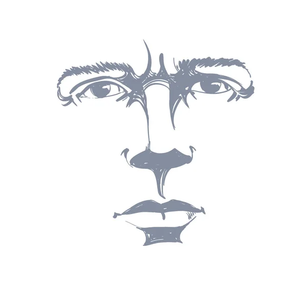 ベクター アート 誰かを責める男の肖像画を描画するこれは良いです 顔の表情 の感情 顔の表情と手描きのマスク — ストックベクタ