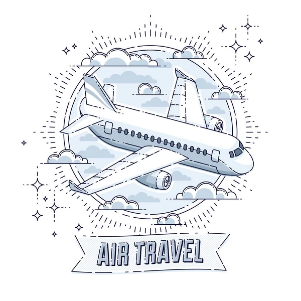 Emblème Illustration Voyage Aérien Compagnies Aériennes Avec Avion Ligne Forme — Image vectorielle