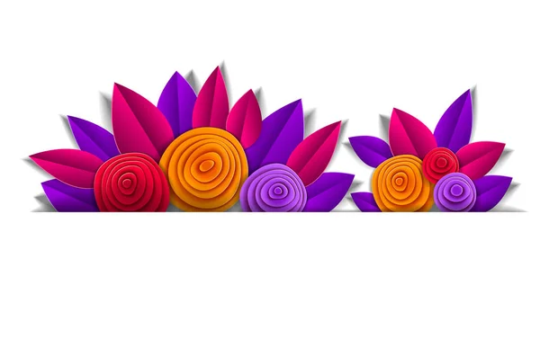 Arrière Plan Avec Des Fleurs Automne Feuilles Coupe Papier Style — Image vectorielle