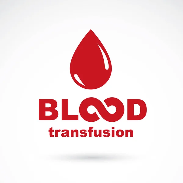 ベクトル無限大記号と血輸血碑文をドロップします についての人間の生命と健康 寄付血概念図関心を取る — ストックベクタ