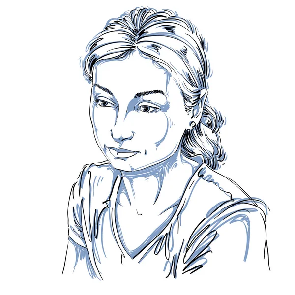Vektorový Portrét Smutné Atraktivní Ženy Ilustrace Hezký Smutná Žena Emocionální — Stockový vektor