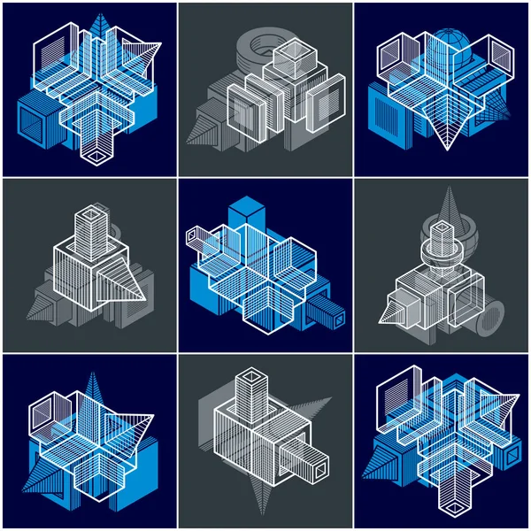 Абстрактні Конструкції Векторний Набір Колекція Розмірних Конструкцій — стоковий вектор