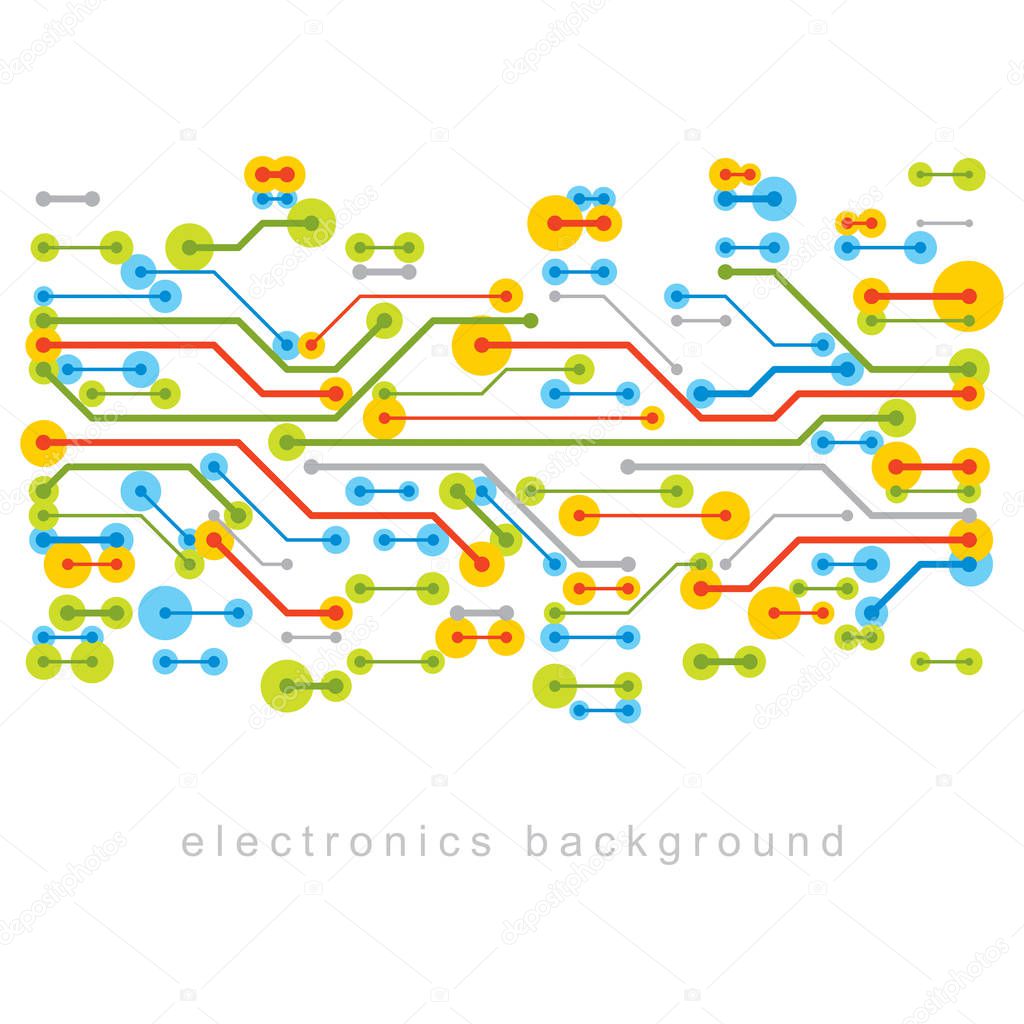 Technology communication cybernetic element. Vector abstract illustration of circuit board. Modern innovation technologies backdrop