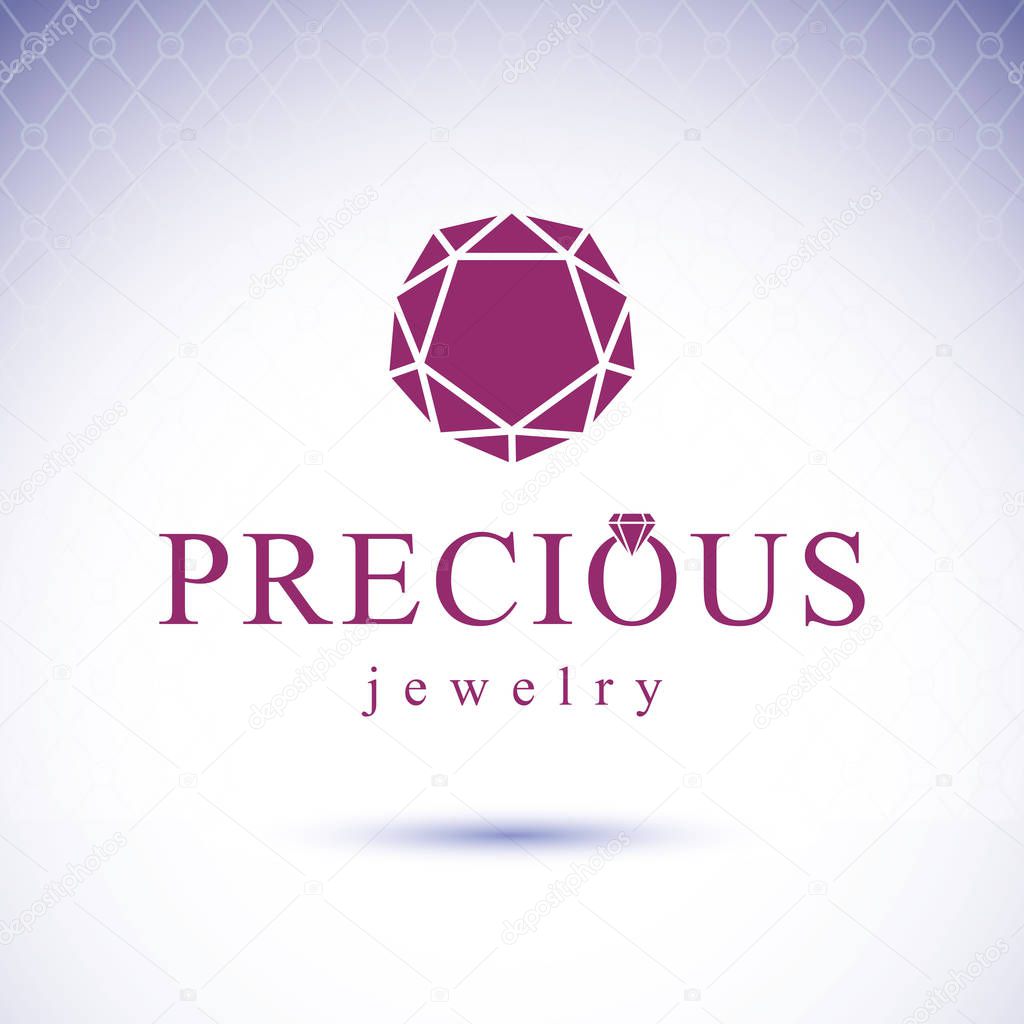 Vector glossy gemstone design element. Luxury diamond emblem, illustration.