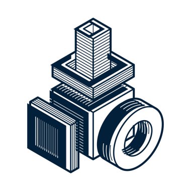 Üç boyutlu mühendislik inşaat, soyut vektör trigonometrik şekli.