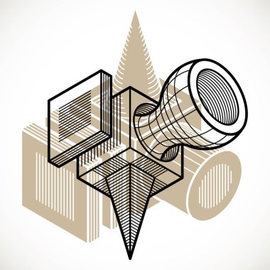 Soyut şekli, 3B vektör poligonal şekil mühendislik.