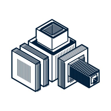 Soyut trigonometrik inşaat, vektör boyutlu tasarım şablonu.