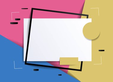 Metin tasarım şablonu, el ilanı, poster, kart, pankart, reklam düzeni, ılımlı renkler ve geometrik şekiller için kopya alanı olan çerçeve modern biçim kağıdı 3d illüstrasyonunu kes.