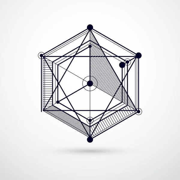 带有立方体和其他元素的几何矢量黑白背景 立方体 六边形 正方形 矩形和抽象元素的组合 完美的设计背景 — 图库矢量图片