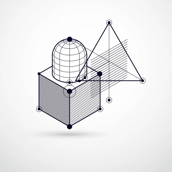 Geometryczne Technologia Wektor Czarno Biały Rysunek Tapeta Techniczne Ilustracja Inżynieria — Wektor stockowy