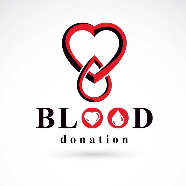 Véradás Szívformával Vércseppekkel Egészséges Életmód Fogalmi Szimbólum — Stock Vector