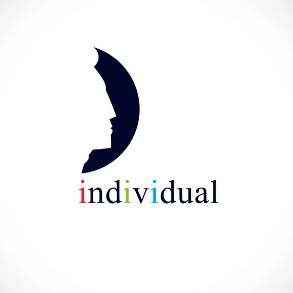 Individualität Konzept Vektor Logo Oder Symbol Mann Gesicht Profil Über — Stockvektor