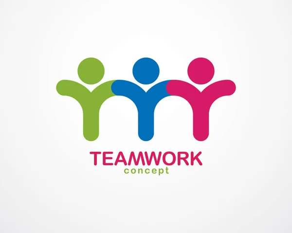 Teamwork Vriendschap Concept Gemaakt Met Eenvoudige Geometrische Elementen Als Een — Stockvector