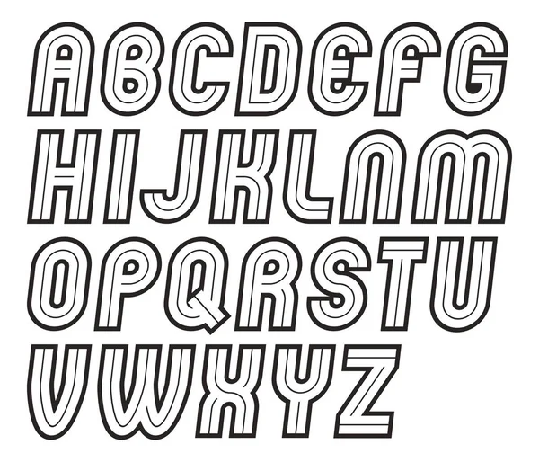 矢量复古创意剧本 现代大胆圆字母字母集 用作复古海报设计元素 — 图库矢量图片