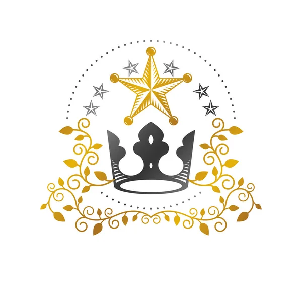 Emblème Royal Couronne Armoiries Héraldiques Logo Décoratif Illustration Vectorielle Isolée — Image vectorielle