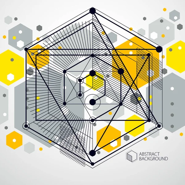 Geometric Technology Vector Yellow Drawing Technical Wallpaper Illustration Engineering System — Stock Vector