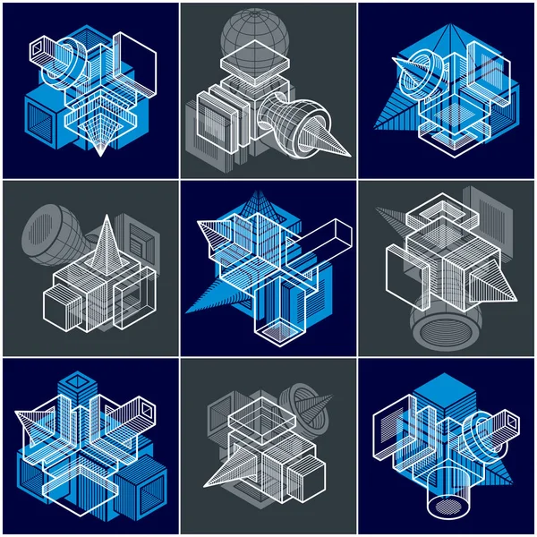 Абстрактний Набір Тривимірних Фігур Векторні Конструкції — стоковий вектор