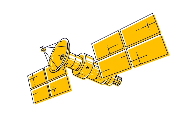 Konstgjord Omloppsbana Satellit Flyter Tyngdlöshet Öppna Rymden Rymdfarkoster Rymdstation Vetenskap — Stock vektor