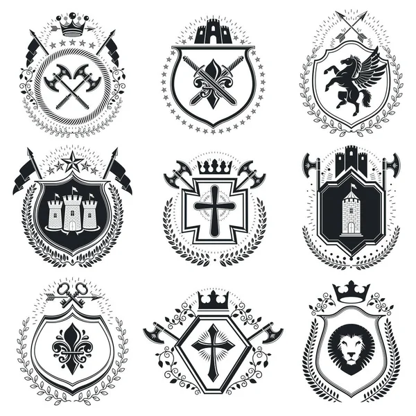 Vintage Award Designs Vintage Heraldic Coat Arms Vector Emblems Vintage — Stock Vector