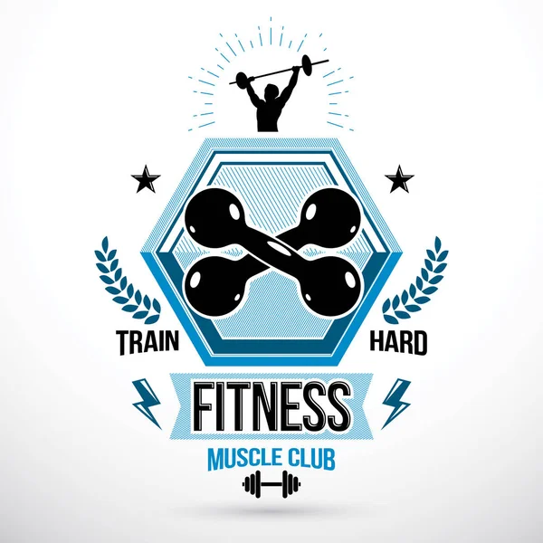 Vektör halter fitness ekipmanları, vücut geliştirmeci vektör simgesi, şampiyon kavramı