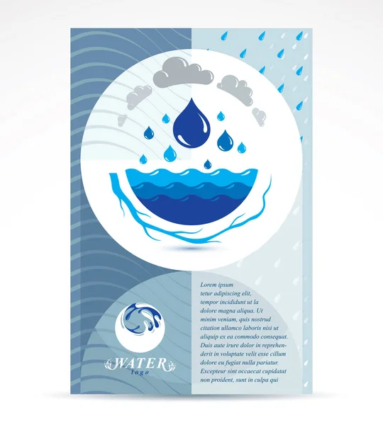 Empresa Tratamiento Agua Folleto Publicitario Diseño Conceptual Circulación Global Agua — Vector de stock