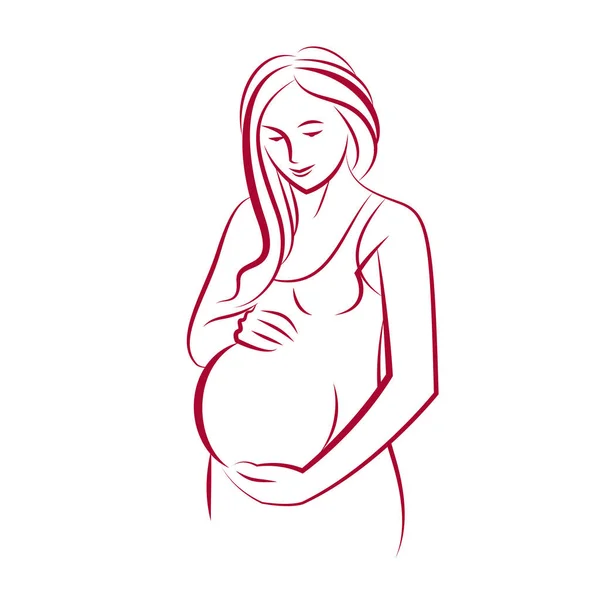 Attrayant Dessin Silhouette Corps Femme Enceinte Illustration Vectorielle Future Mère — Image vectorielle