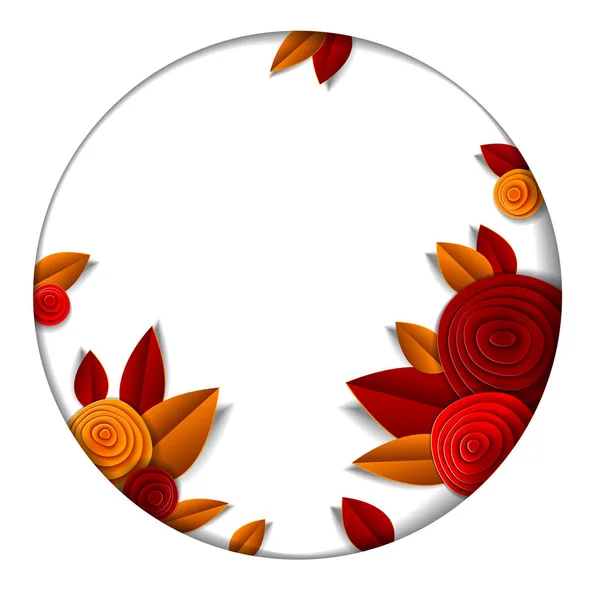 Herbstblumen Und Blätter Schöner Hintergrund Oder Rahmen Mit Leerem Kopierraum — Stockvektor