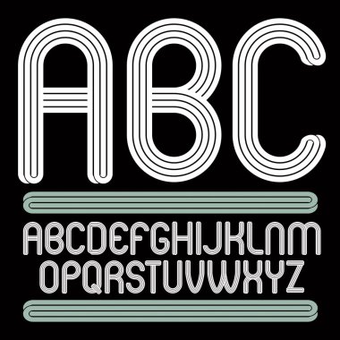 Funky büyük harf İngiliz alfabesi harfleri koleksiyonu vektör, poster sanat oluşturulmasında 70s ve 80s Diskotek için kullanılabilir