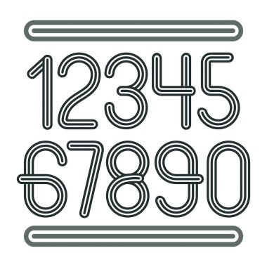 Vektör trendy sayıları toplama. Retro sayılar 0 9 için en iyi poster oluşturulmasında kullanın. Geometrik paralel Üçlü çizgi ile yapılan.