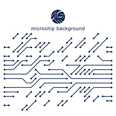 Fütürist sibernetik şema, vektör anakart çizimi. Dijital element, devre kartı. Teknoloji yeniliği soyut arkaplan