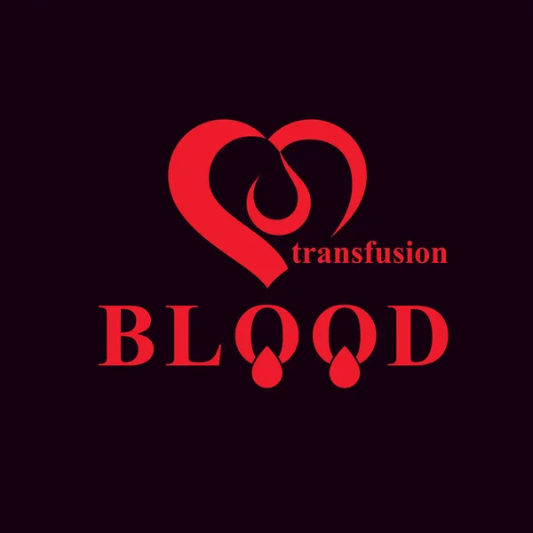 Vektorillustration Der Herzform Bluttransfusionskonzept Wohltätigkeitsorganisation Und Freiwilliges Konzeptionelles Logo Für — Stockvektor