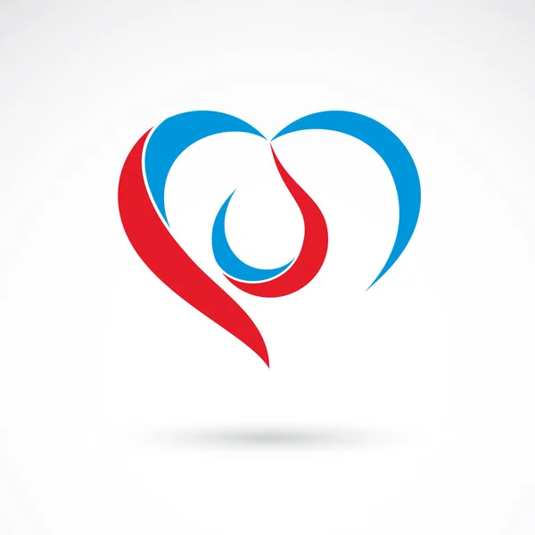 Vector Illustration Heart Shape Drops Blood Cardiovascular System Diseases Remedy — Stock Vector
