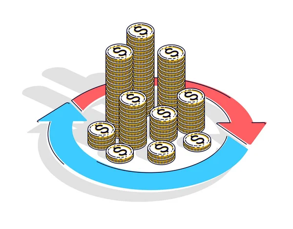 Circulación Dinero Retorno Inversión Cambio Divisas Reembolso Dinero Los Conceptos — Vector de stock