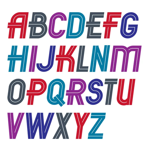 Conjunto Letras Del Alfabeto Inglés Mayúsculas Vectoriales Hechas Con Líneas — Vector de stock