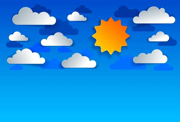 美丽多云的天空向量现代样式纸裁减动画片例证 — 图库矢量图片
