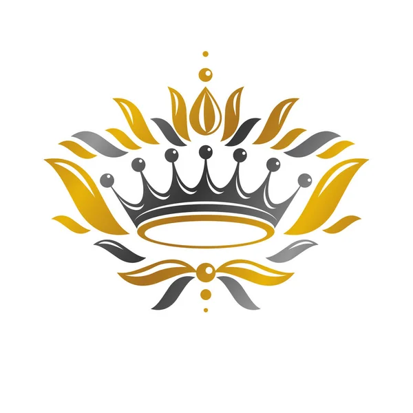 Ilustração Vetorial Imperial Crown Logotipo Vintage Heráldico Logotipo Retrô Isolado —  Vetores de Stock