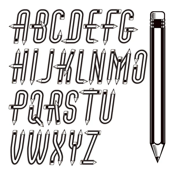 Satz Von Vektor Großbuchstaben Isoliert Erstellt Mit Schreibwaren Design Mit — Stockvektor